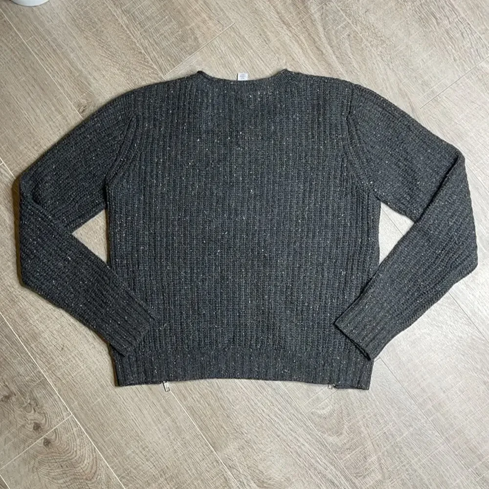 AUTUMN CASHMERE Gray Crewneck Zipper Detail Sweater